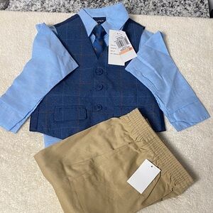 Nautica Navy Vest with Light Blue Shirt and Khaki Pants